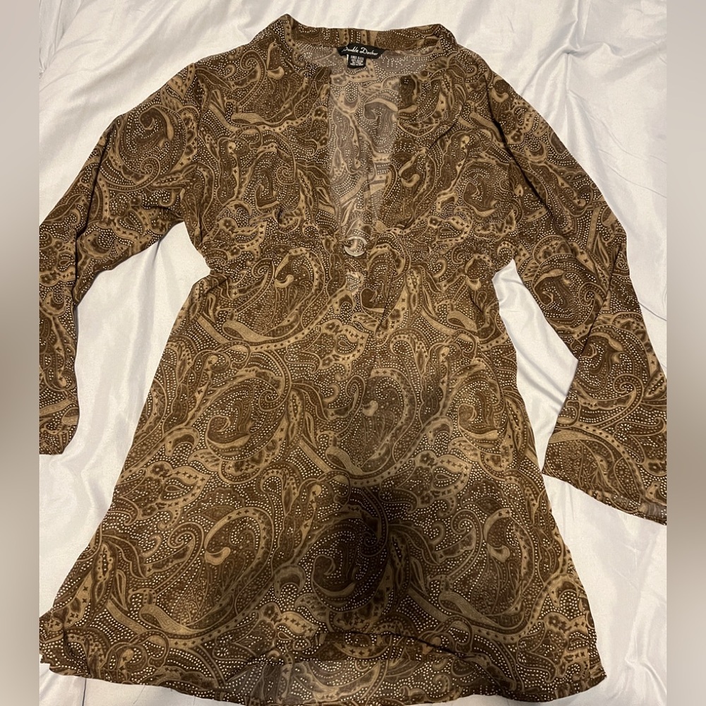 Ladies cover-up, free-size, brown paisley multi